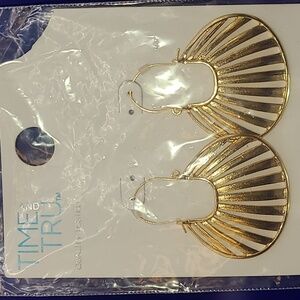 Gold tone dangle earrings , time and true bro